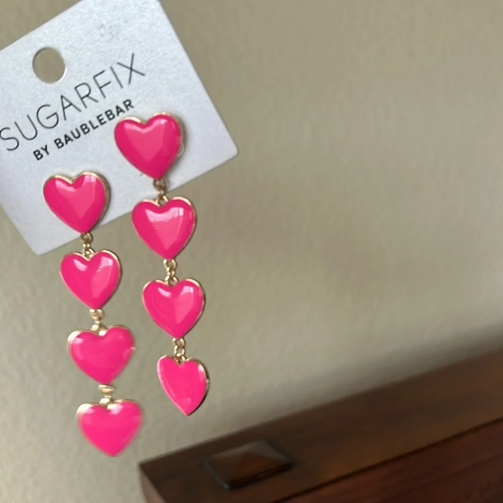 Sugar fix by Baublebar hot pink heart dangle drop earrings